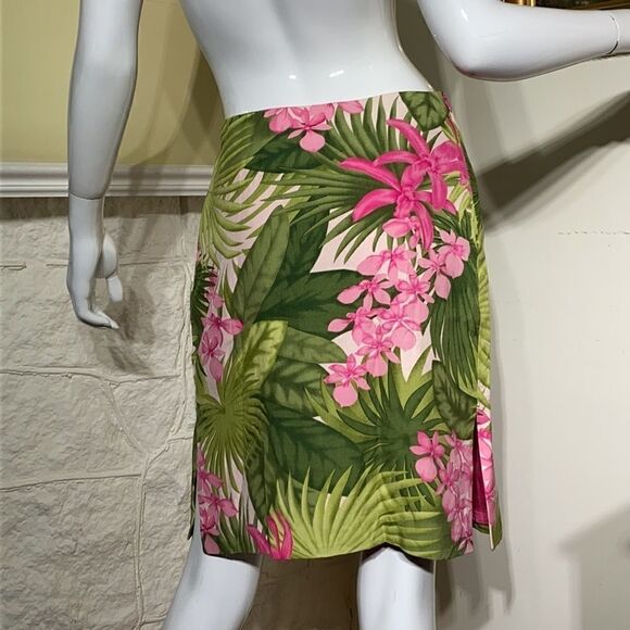 Tommy Bahama 100% Silk Floral Hawaiian Print Skirt - Picture 5 of 7